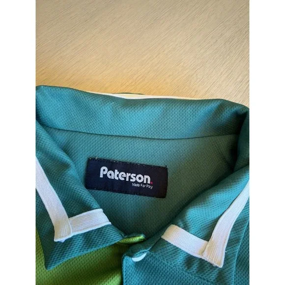 Paterson Men’s Courtside Teal & Green Short Sleeve Button‎ Up Snap Shirt Medium - Picture 8 of 16